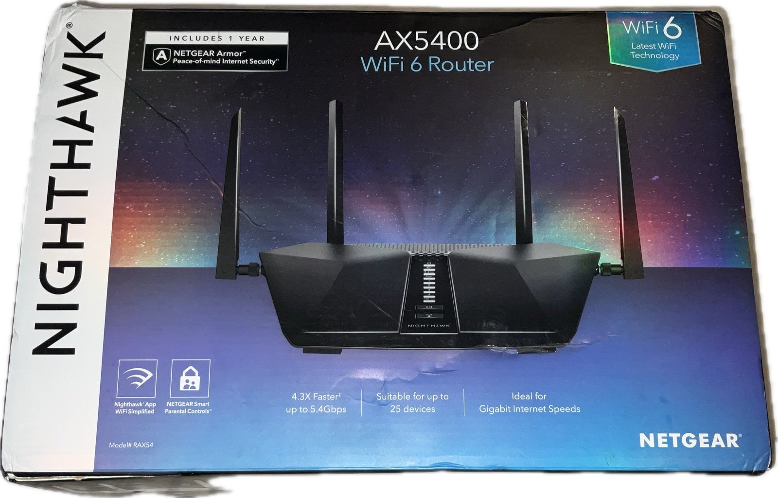NETGEAR NIGHTHAWK AX5400 WiFi 6 Router Model RAX54