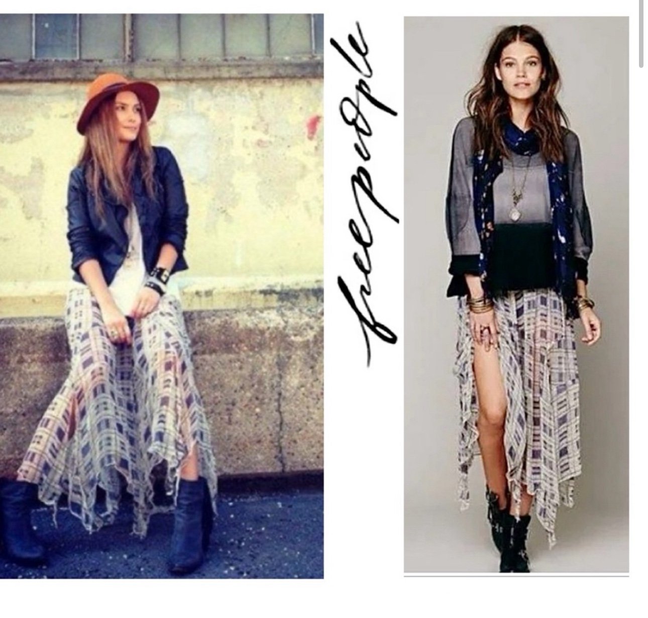 RARE!! Free People Tattered Circles Plaid Convertible Skirt Slip Dress Small
