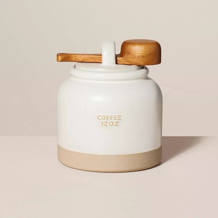Hearth & Hand Magnolia 12oz Stoneware Crock Coffee Canister w/ Scoop Cream/Clay