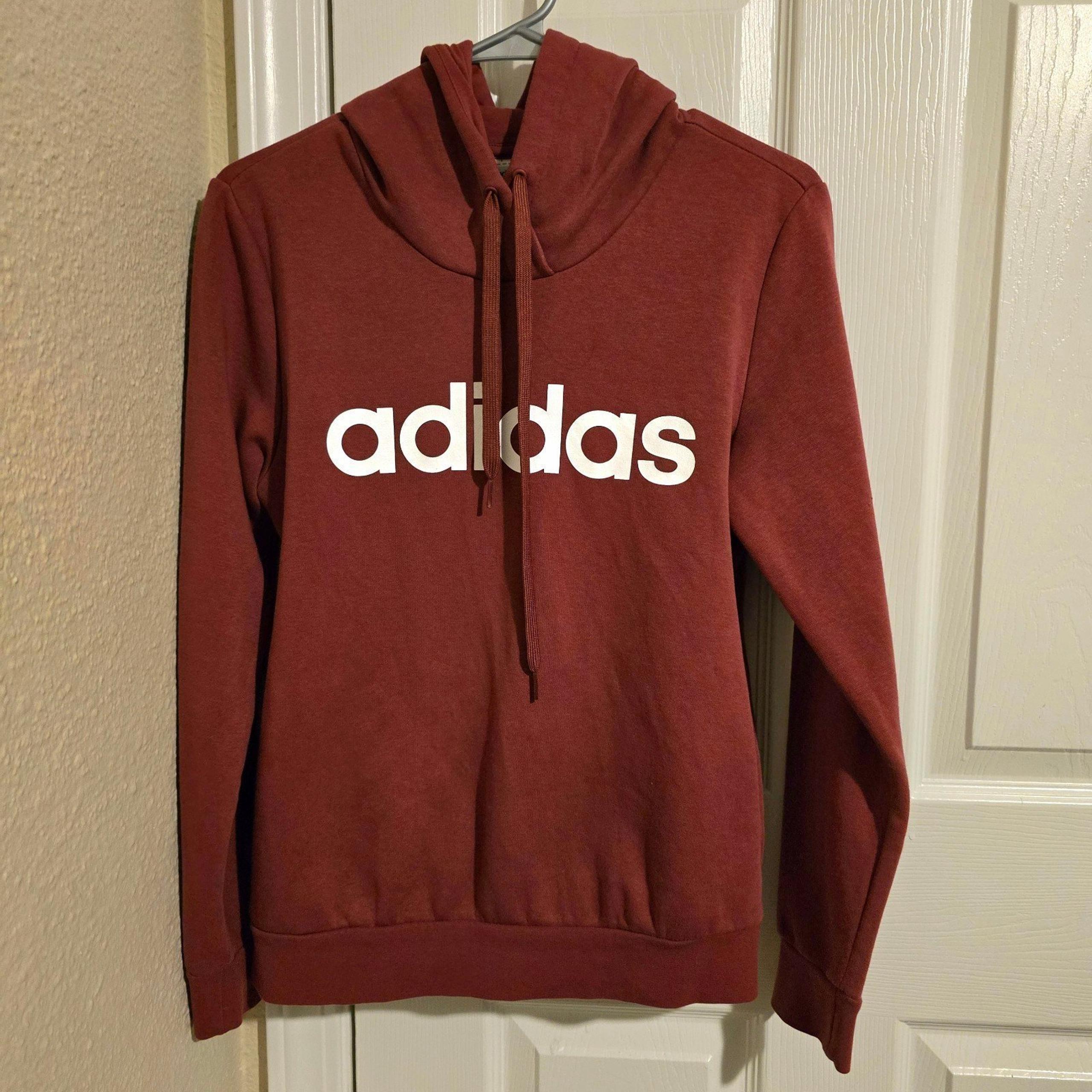 Adidas Women's Pullover Hoodie Maroon Hooded Sweater Size Small