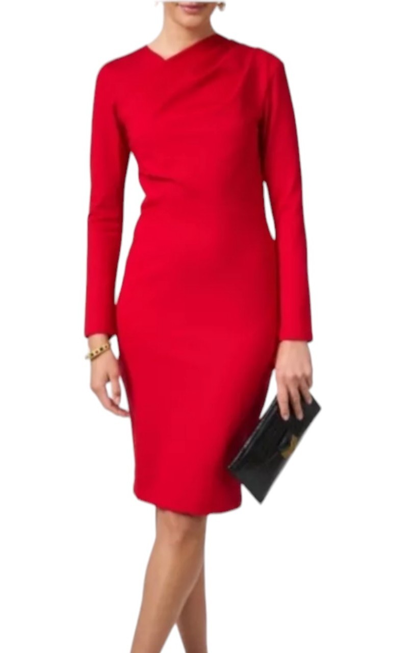 NWT 348 Chloe Kristyn Ponte Knit Bianca Red Dress Stretchy Women Size 2X