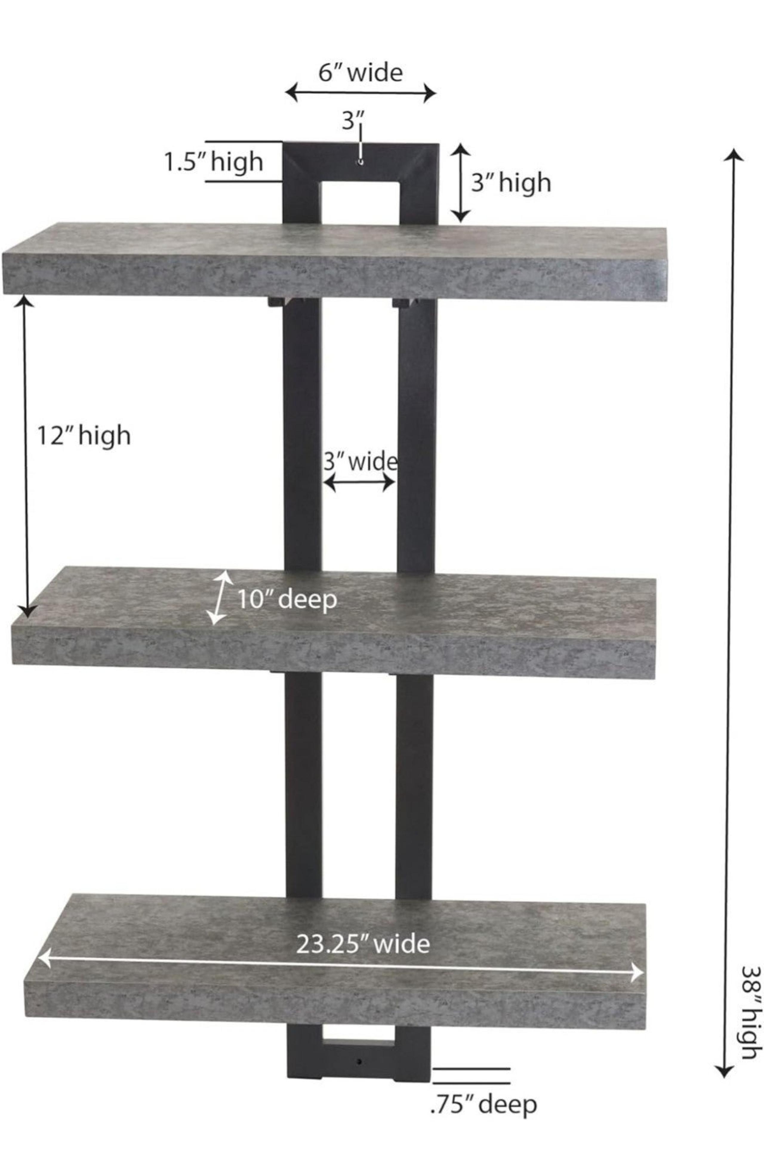 Household Essentials Jamestown 3 Tier Wall Shelf Rustic Slate/Gray