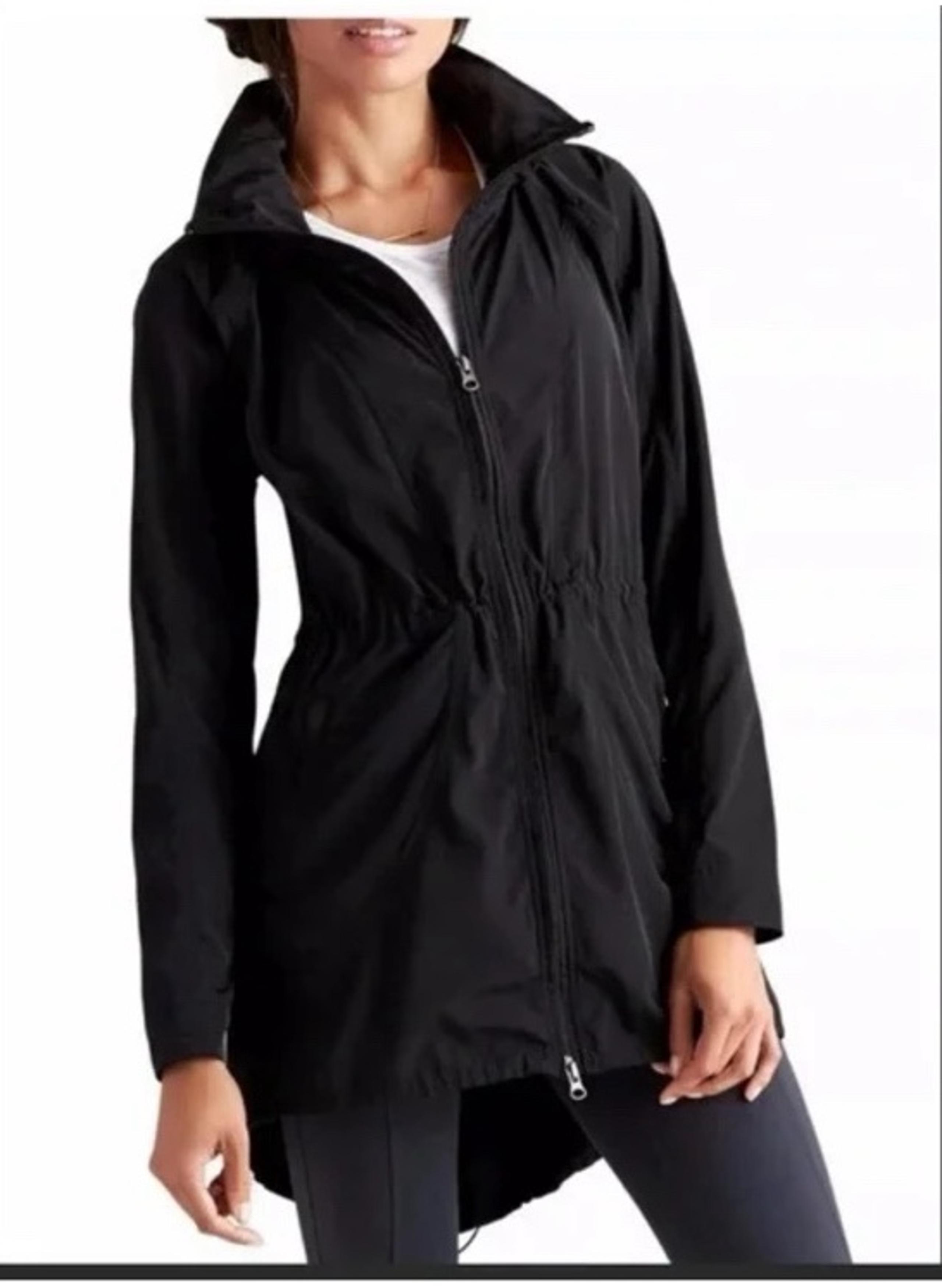 Size 8 - Athleta - Drip Drop Black Hooded Raincoat
