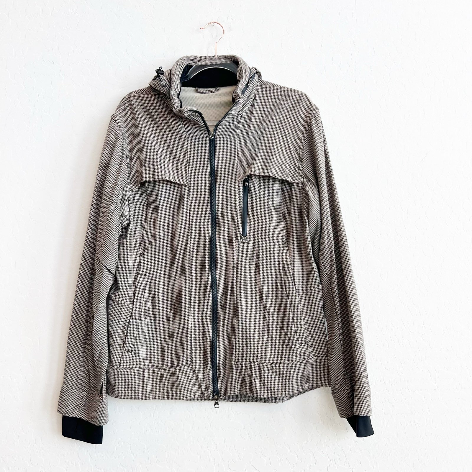 Lululemon Men’s Relay Jacket Zip-Up Hoodie Houndstooth Twill Medium