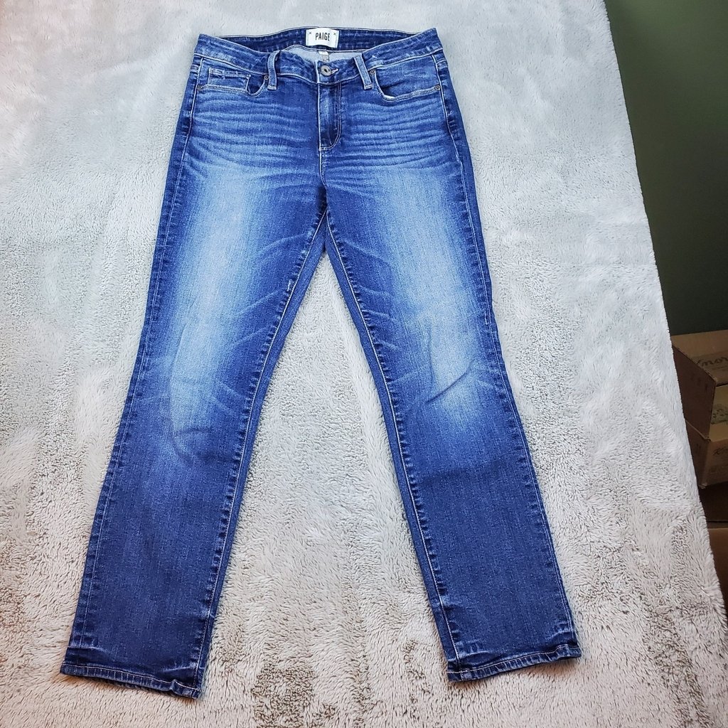 Paige Jeans Womens 26 High Rise Straight Leg Jimmy Jimmy Crop Medium Wash Wisker