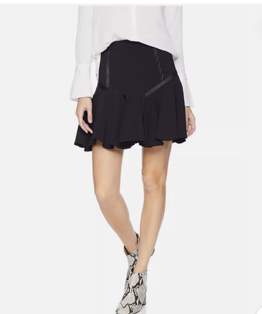 Halston Heritage Tape Detail Flounce A-Line Skirt