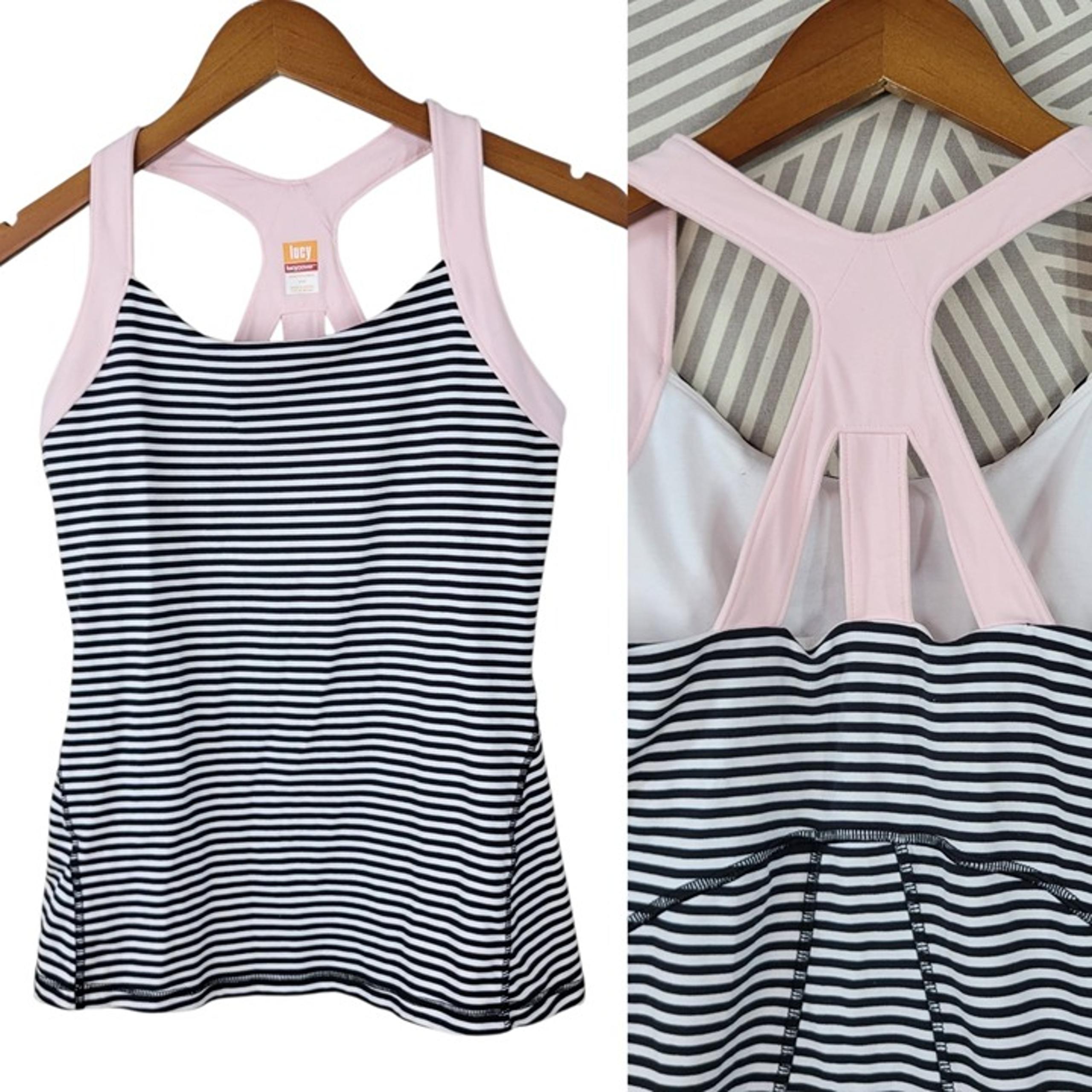Lucy Tank Top Women’s Medium Zip Pocket Band Bra Sleeveless Sports Running Pink