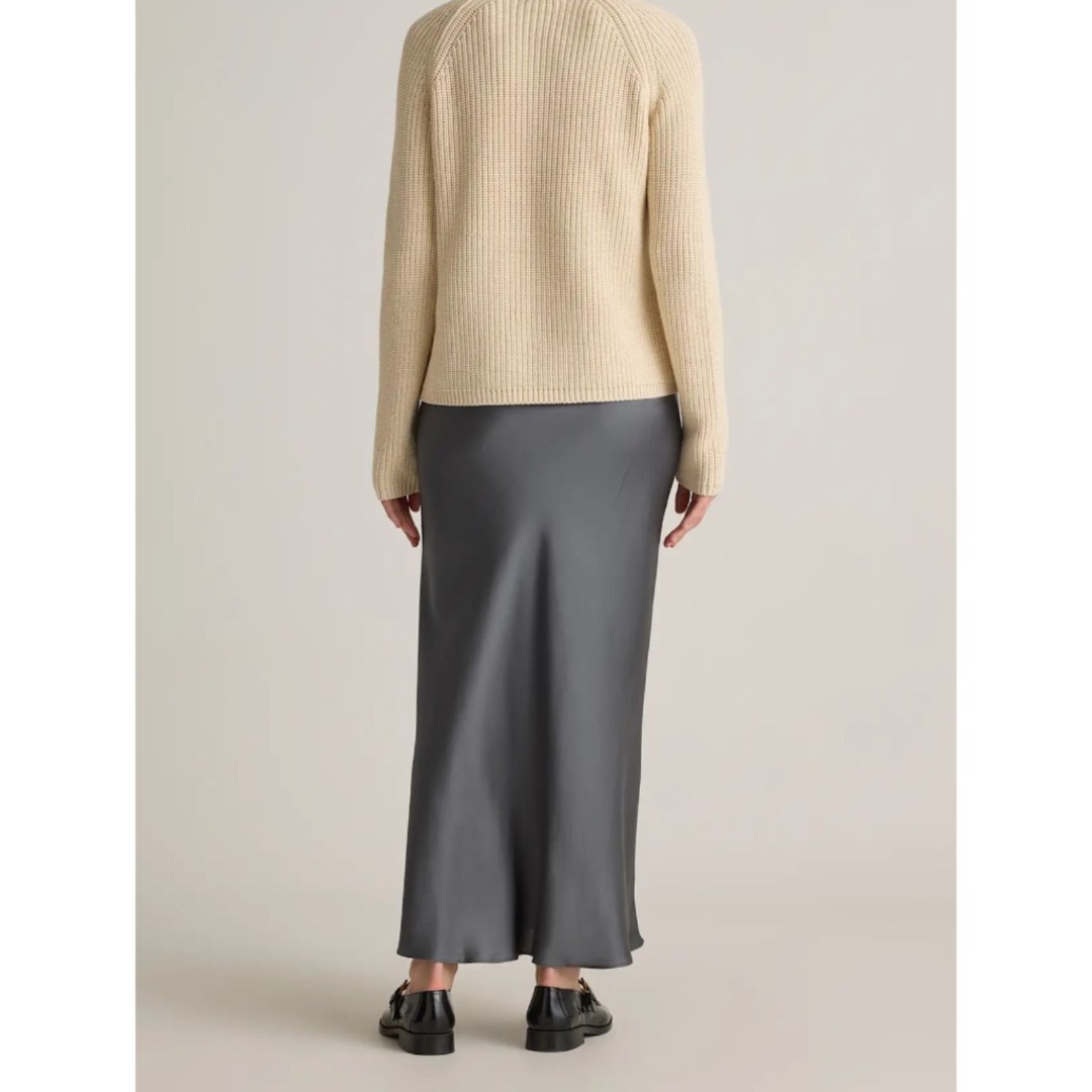 Quince 100% Washable Silk Maxi Skirt in Lava Smoke