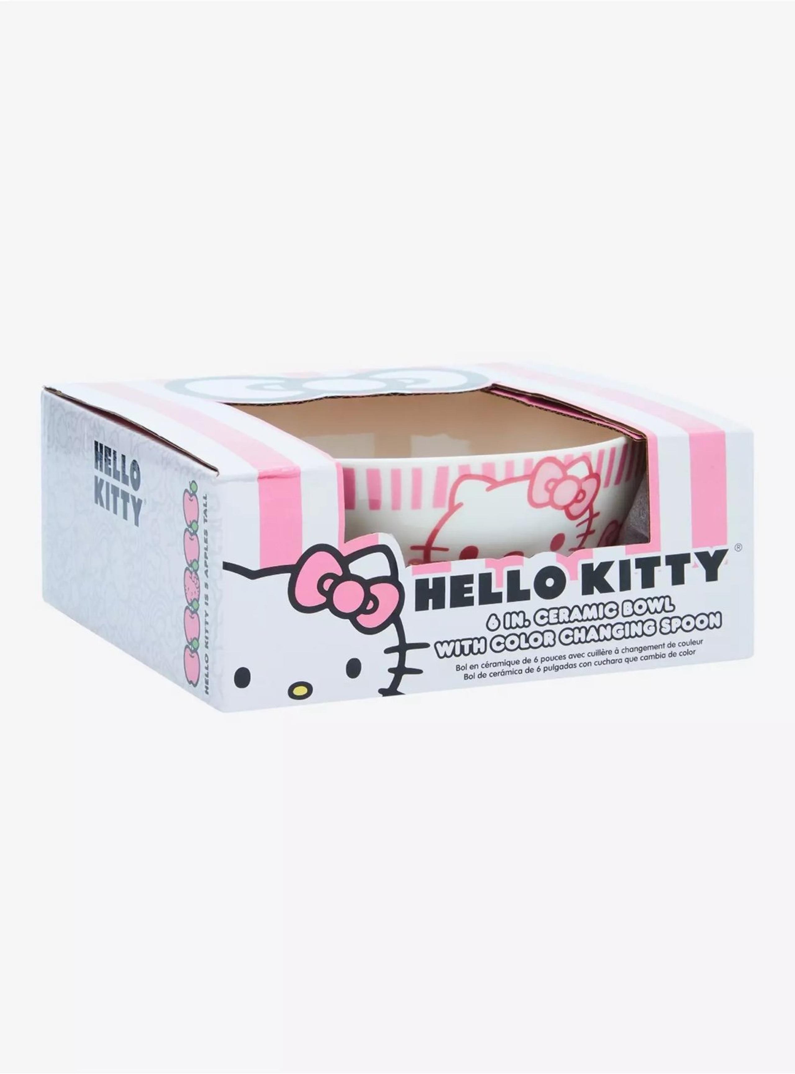 Hello Kitty Strawberry Cereal Bowl With Color-Changing Spoon NEW