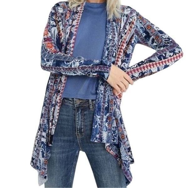 Desigual Women’s Blue Santorini Cactus Print Cardigan Sweater
