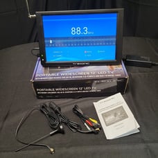 Trexonic 12 Portable Ultra Lightweight Rechargeable Widescreen LED TV/FM Tuner