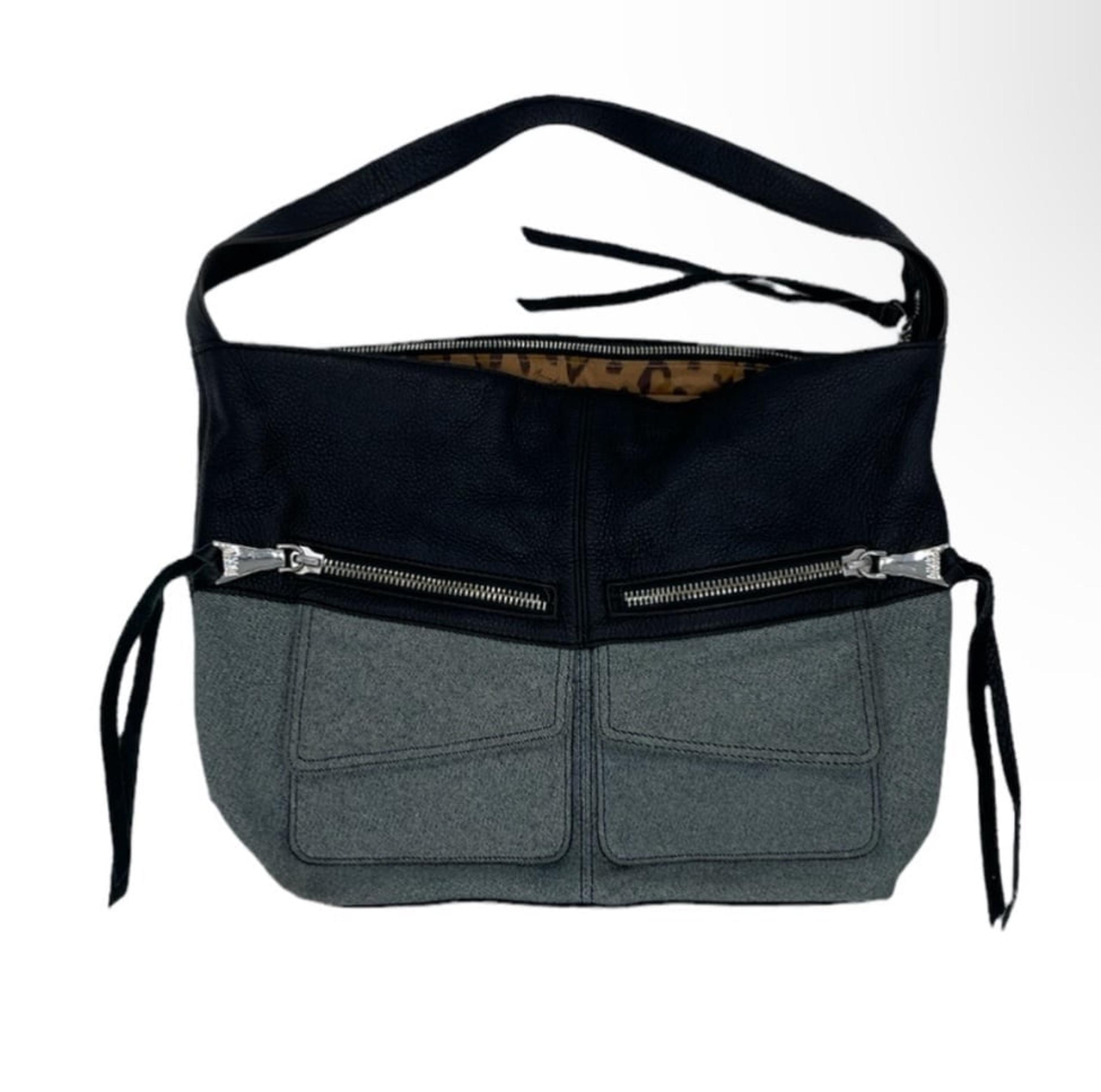 Aimee Kestenberg Road Trip Denim & Black Leather Hobo Bag ALL OFFERS CONSIDER