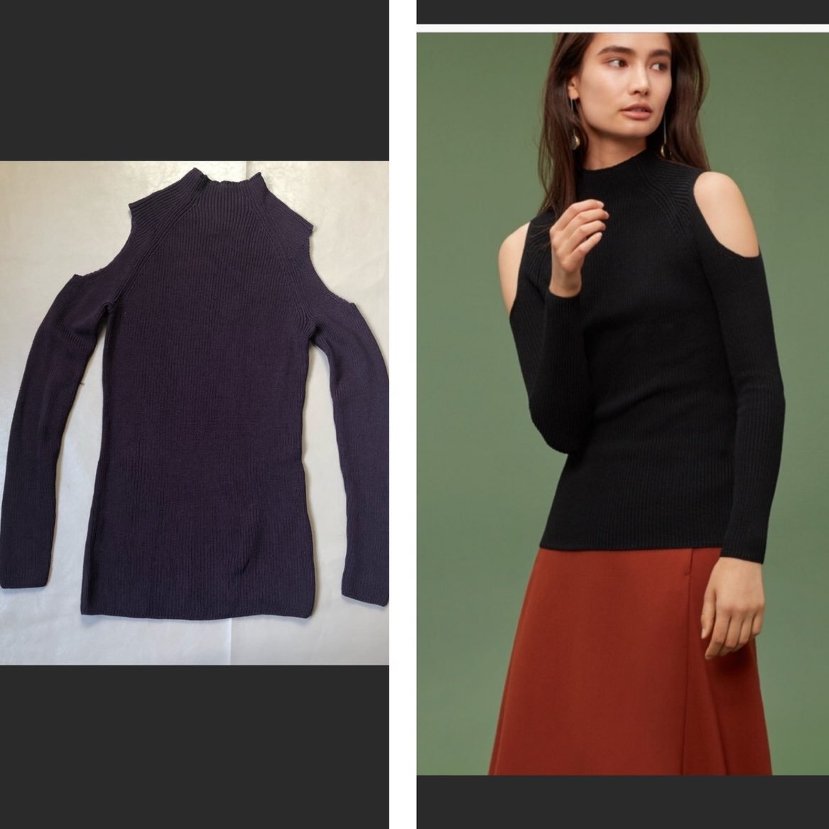wilfred knit Plum cold shoulder long sleeve top