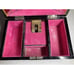 Hand Painted Black Lacquer Japanese Jewelry Box Music Box Mirrored Gold Black