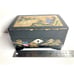 Hand Painted Black Lacquer Japanese Jewelry Box Music Box Mirrored Gold Black