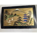 Hand Painted Black Lacquer Japanese Jewelry Box Music Box Mirrored Gold Black