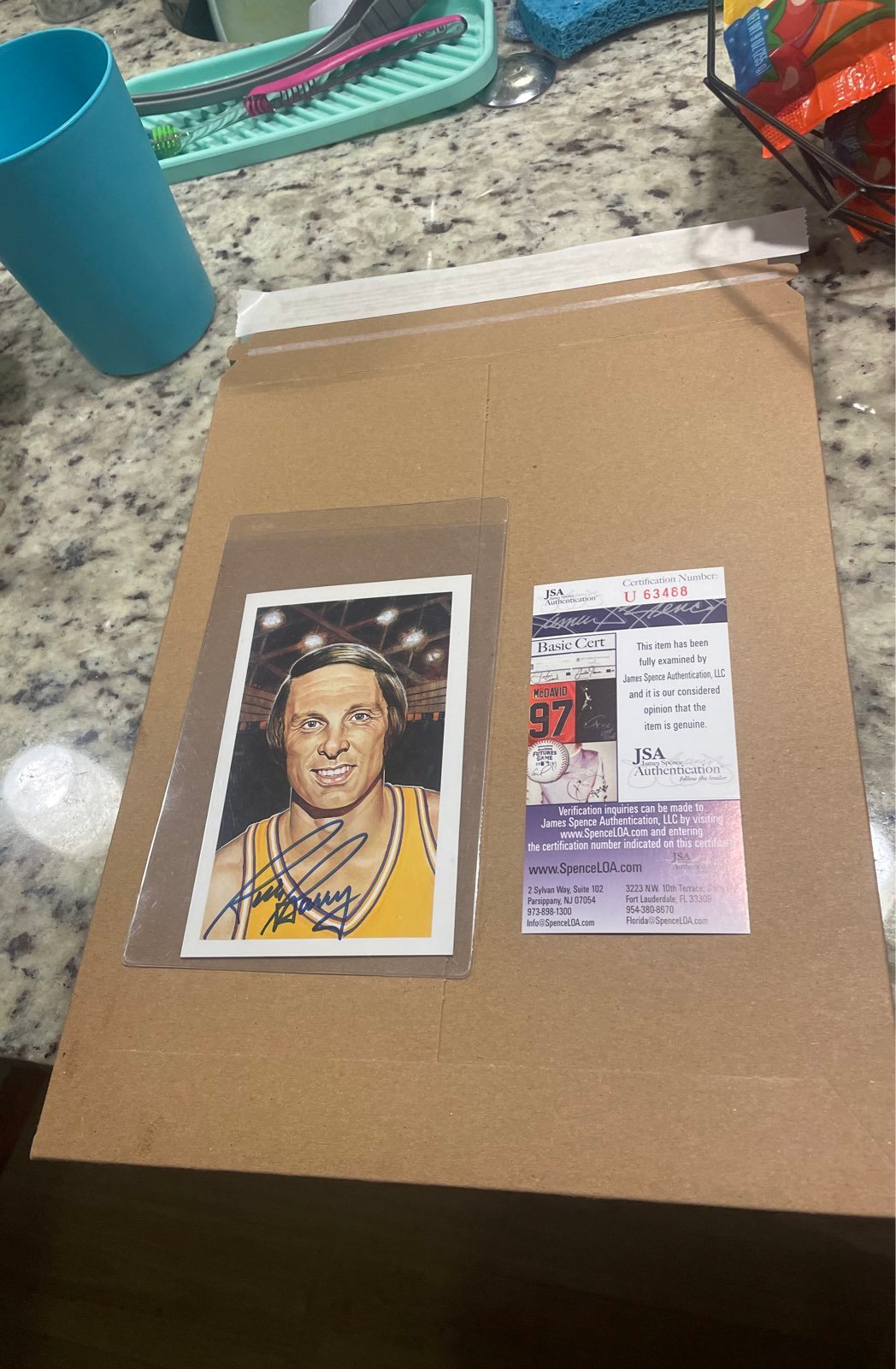NBA Rick Barry Autographed Post Card With JSA Cert Basketball HAll OF FAMER !