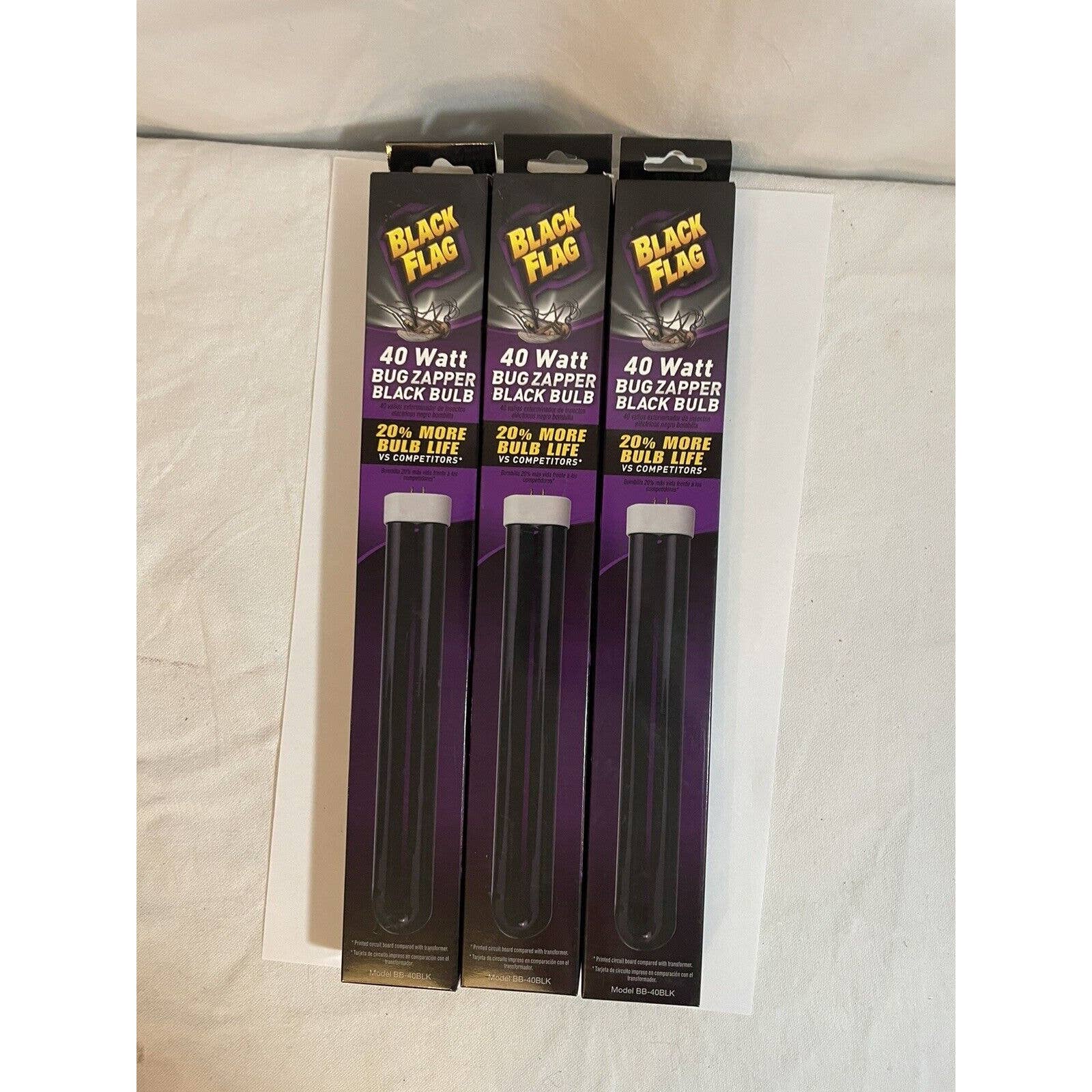 3 PK Black Flag 40 W Flying Bug Zapper Black Insect Killer Replacement Bulb