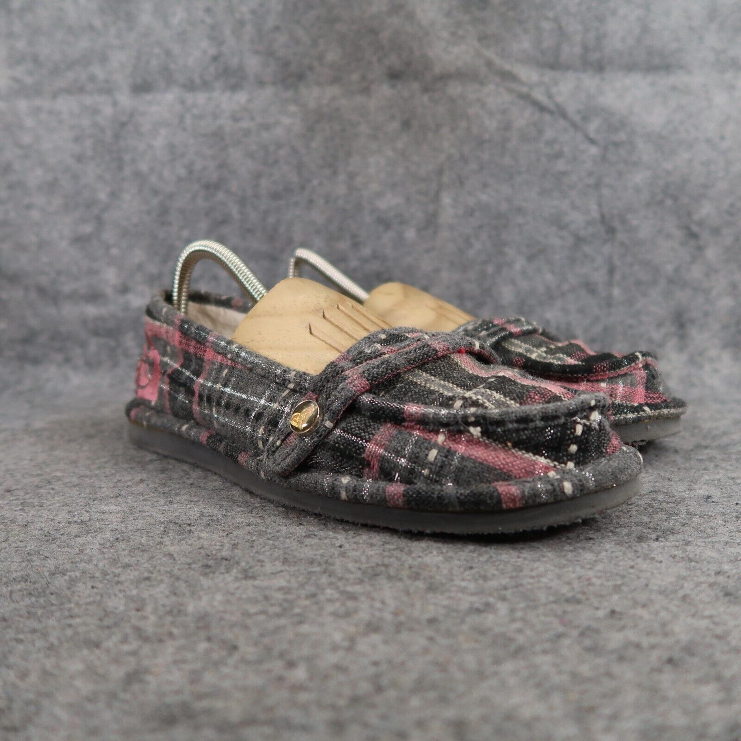 Shoes Women 7.5 Loafer Slip On Flats Moccasin Slipper Faux Fur Plaid Casual - Roxy