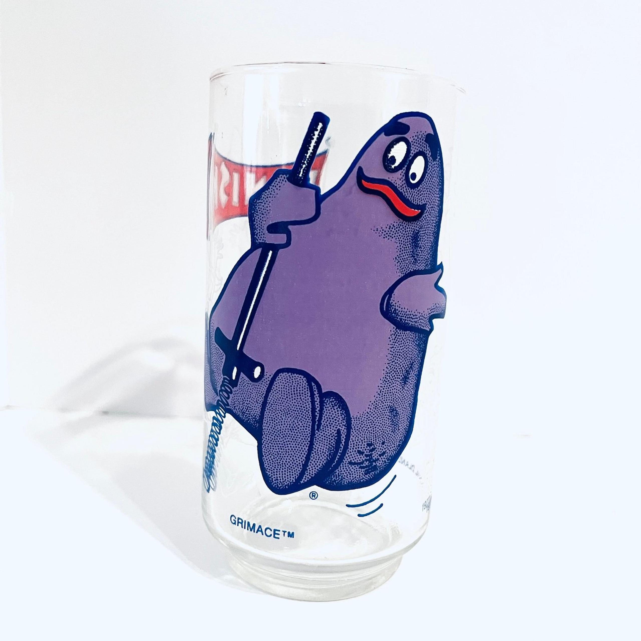 Vtg 1977 McDonalds Grimace Collectors Glass Action Series  EUC Undamaged