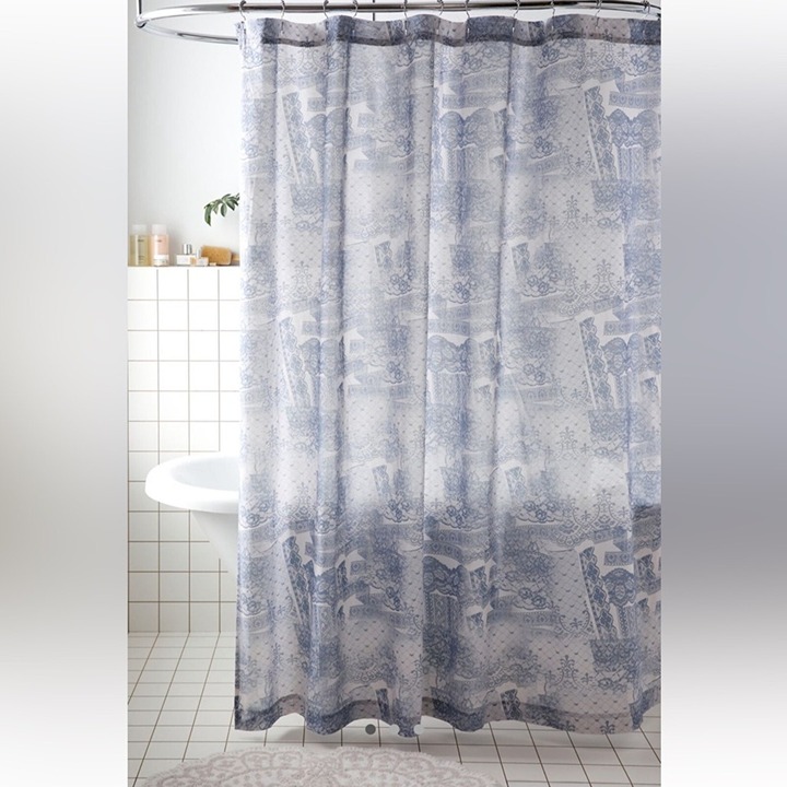Urban Outfitters Torn Lacey Shower Curtain Blue Floral 72in x 72in*