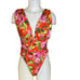 Zara Floral Print Bodysuit V-Neck Ruched Waist Size Medium New