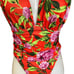Zara Floral Print Bodysuit V-Neck Ruched Waist Size Medium New
