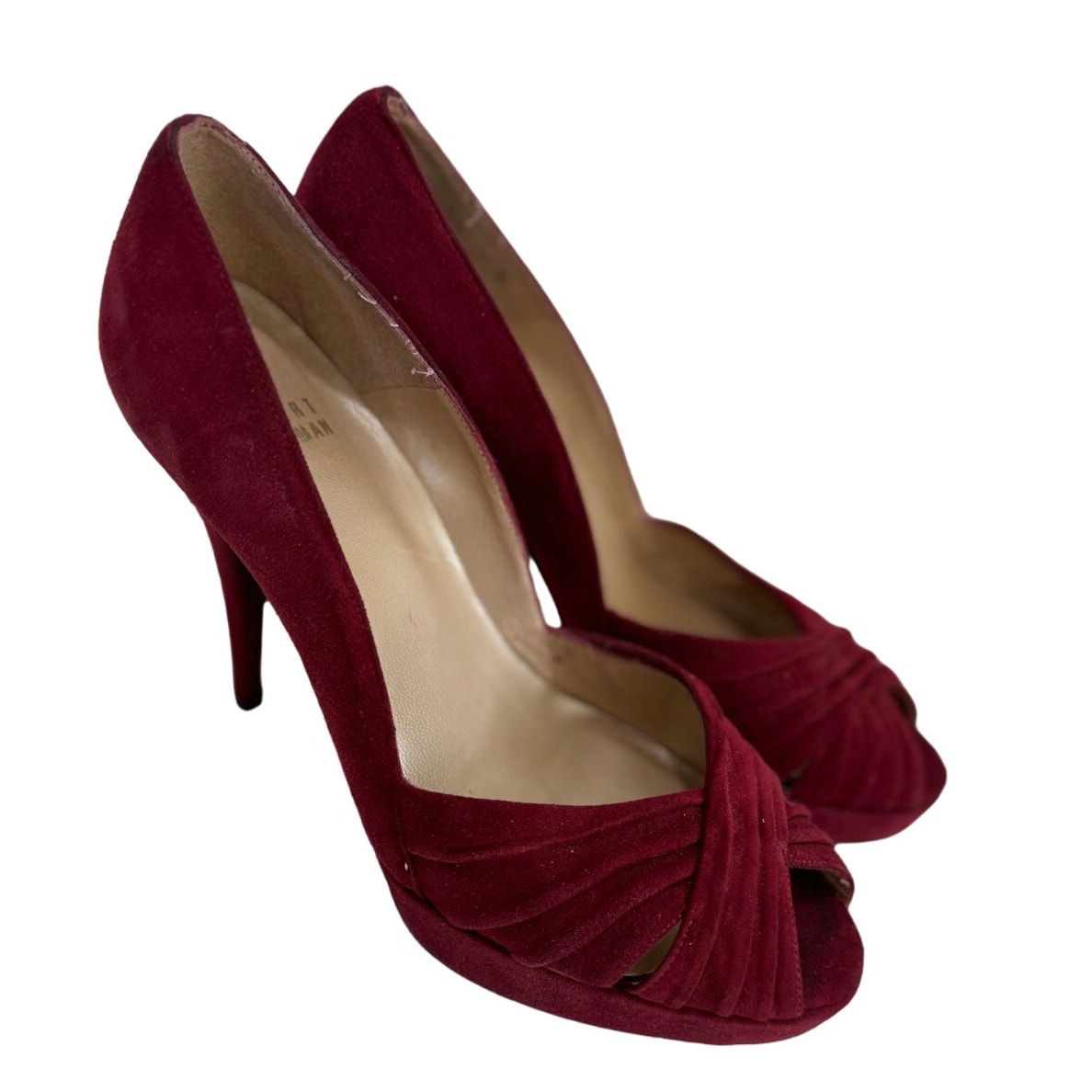 Women's Stuart Weitzman Red Velvet Stiletto Formal Shoe 7M