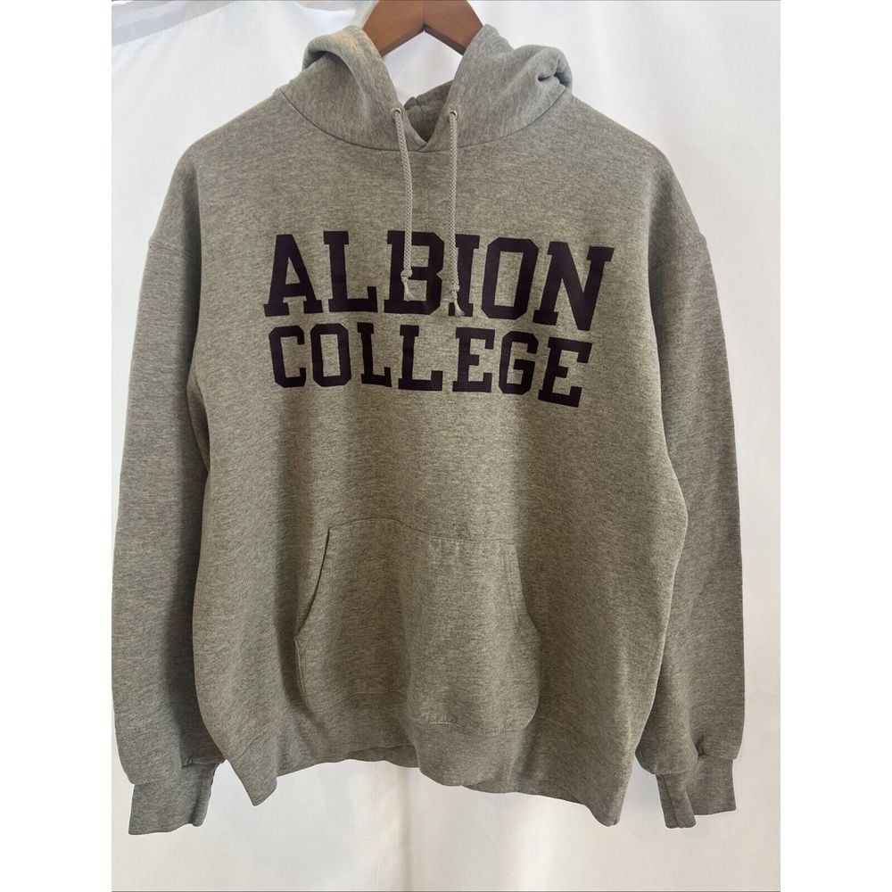 Albion College Champion Eco Fleece Sweatshirt Hoodie Gray Men's L