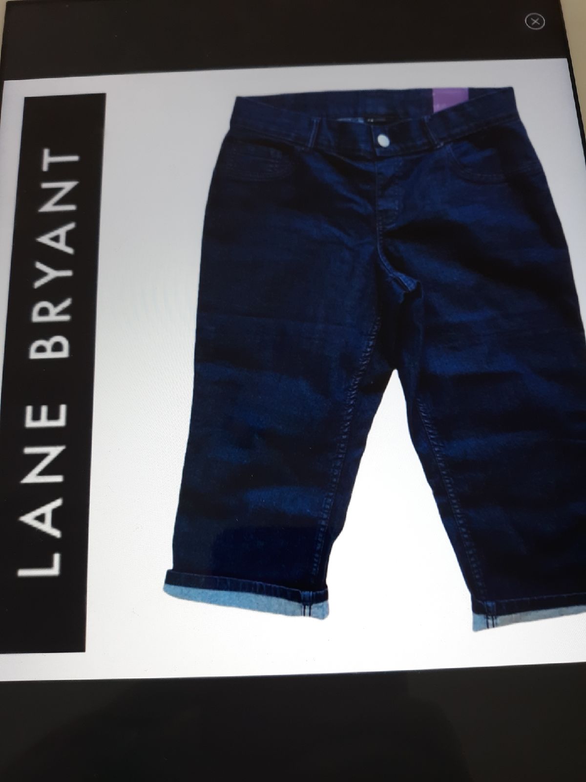 LANE BRYANT denim Jean zip front capris