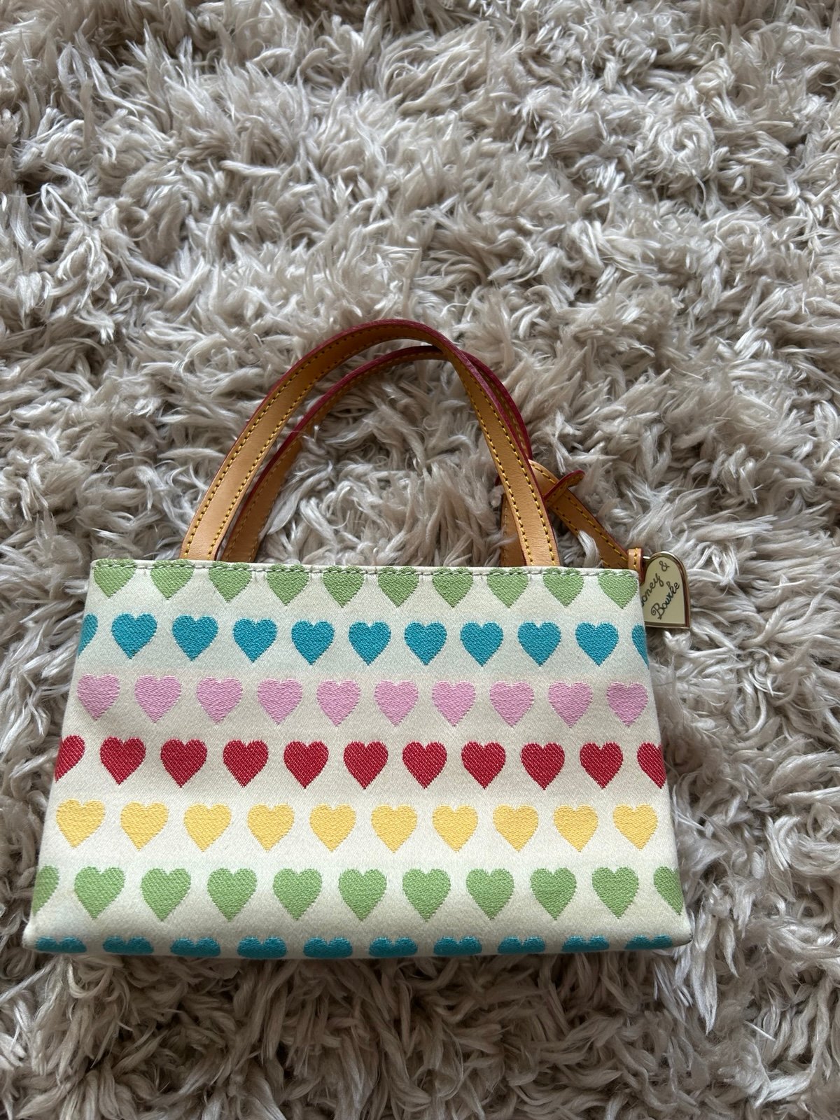 Dooney & Bourke tiny easy/west bag rainbow hearts