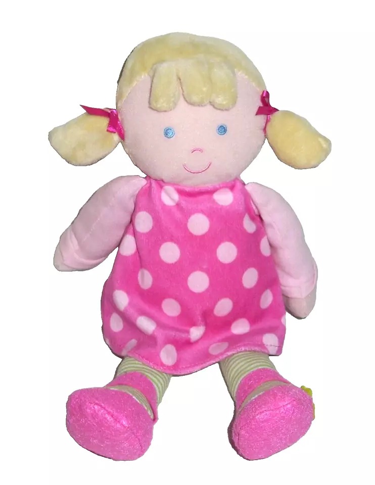 Carters Just One You Doll Pink Polka Dot Dress Blonde Pigtails Baby Plush 92896