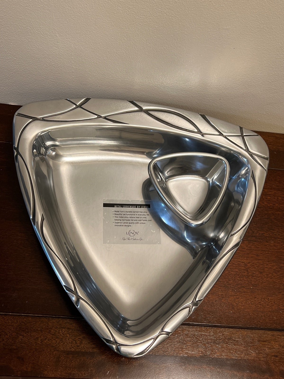 Lenox Vibe Chip & Dip Metal Serveware NIB