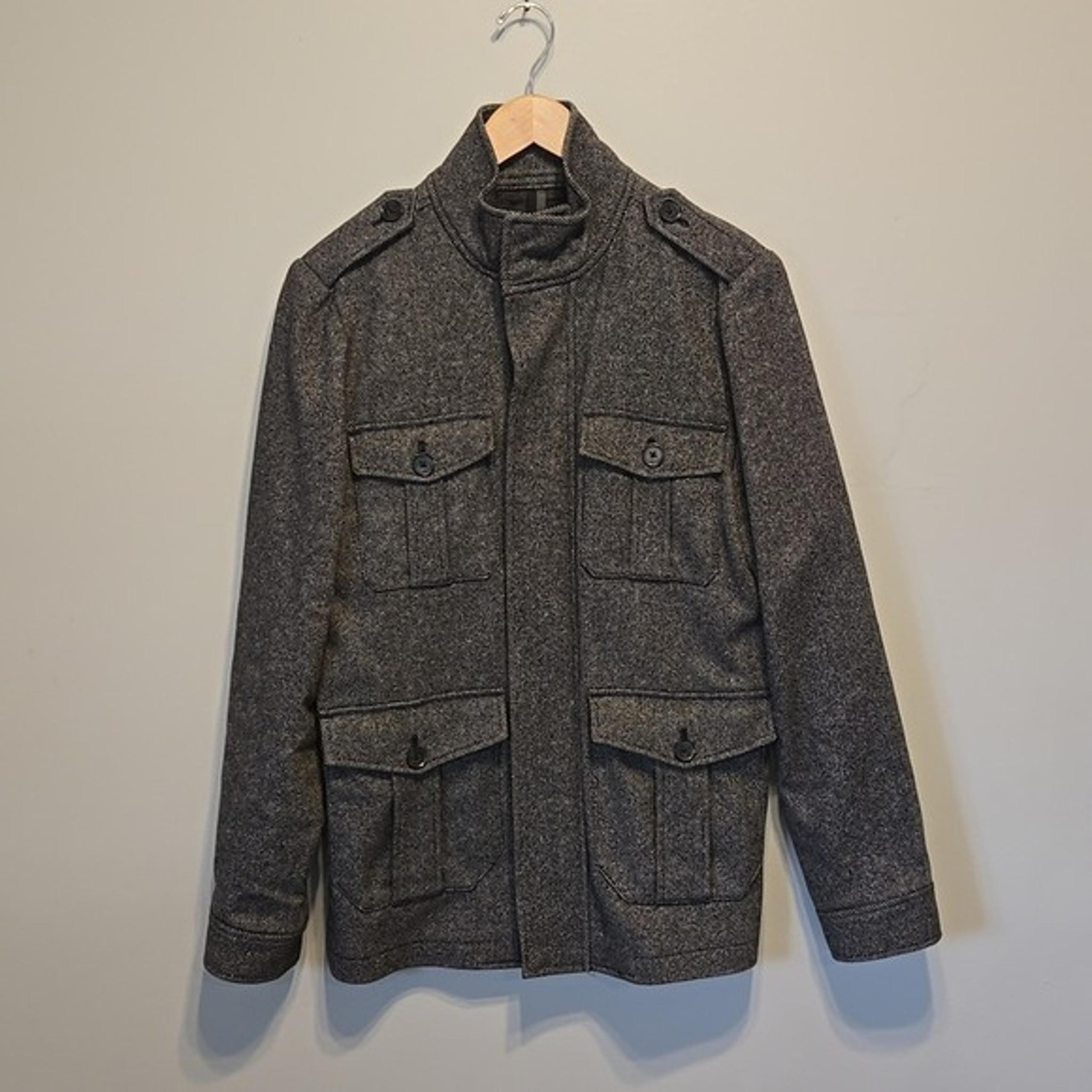 Express Mens Wool Blend Full Zip Coat Jacket 90's sz S