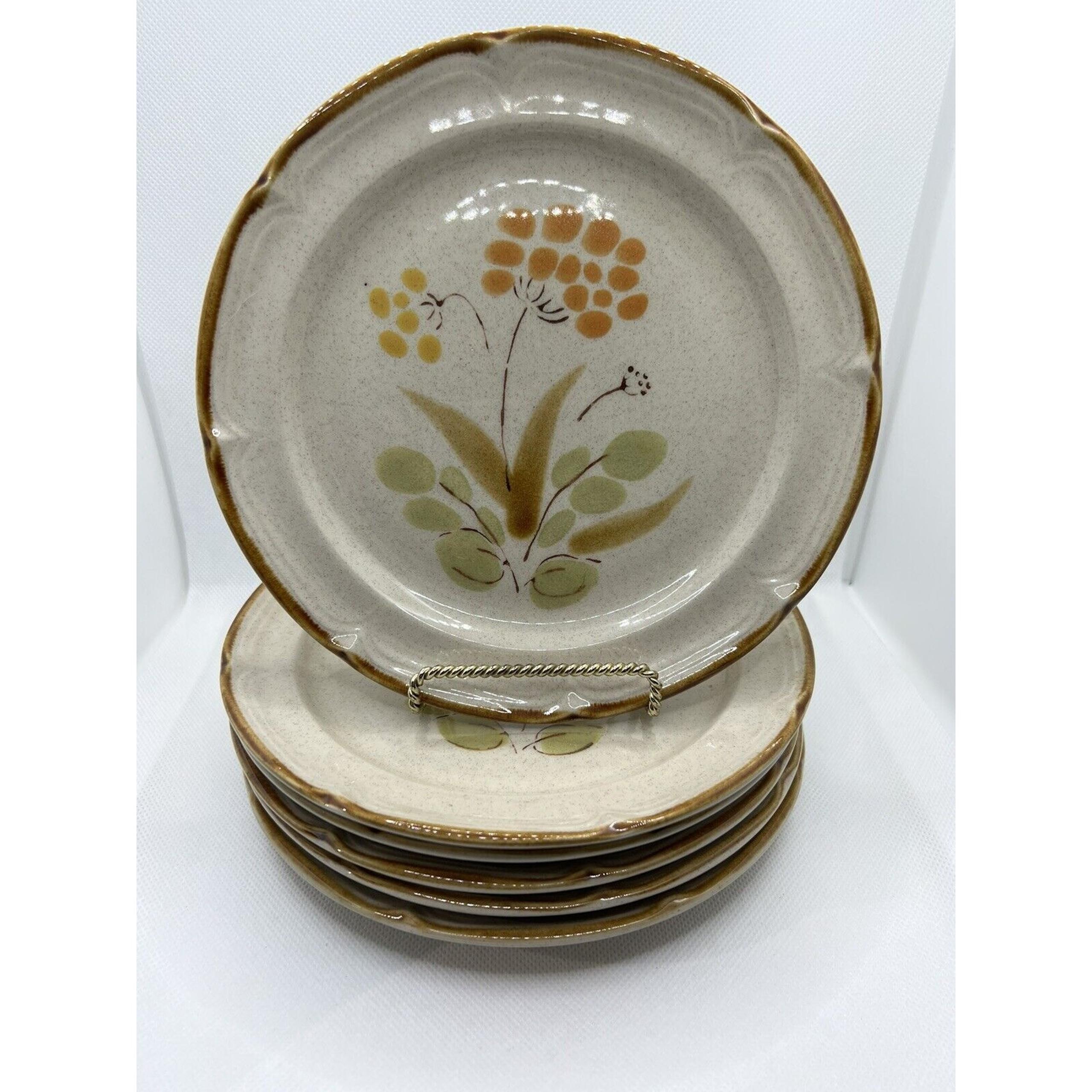 Vintage Hearthside Retro Salad Plates Somerset Stoneware Boho *Crazing