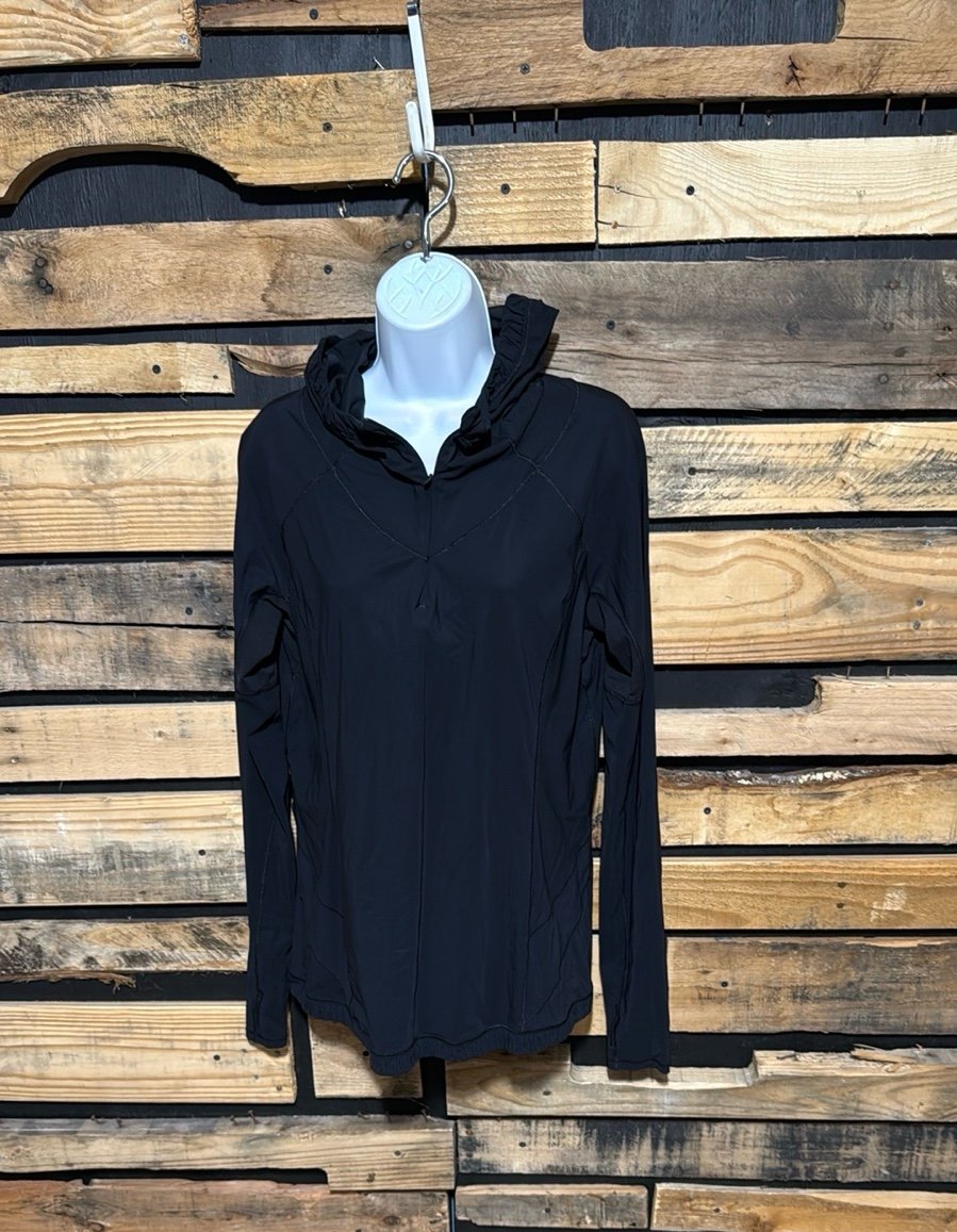 Lululemon Women's Black Nylon 1/4 Zip Hoodie Size 12 Lightweight