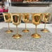 Electroplate 24 K Gold 5 Piece Set Stamped Unbranded Wine Goblets 5.5” tall