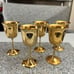 Electroplate 24 K Gold 5 Piece Set Stamped Unbranded Wine Goblets 5.5” tall