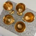 Electroplate 24 K Gold 5 Piece Set Stamped Unbranded Wine Goblets 5.5” tall