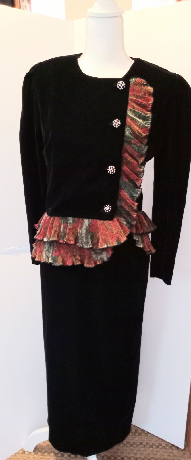Vintage 80s Chic Velvet Jacket and Skirt