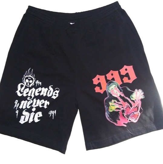 JuiceWrld Legends Never Die X 999 Black Cotton Shorts Drawstring Men's Size S