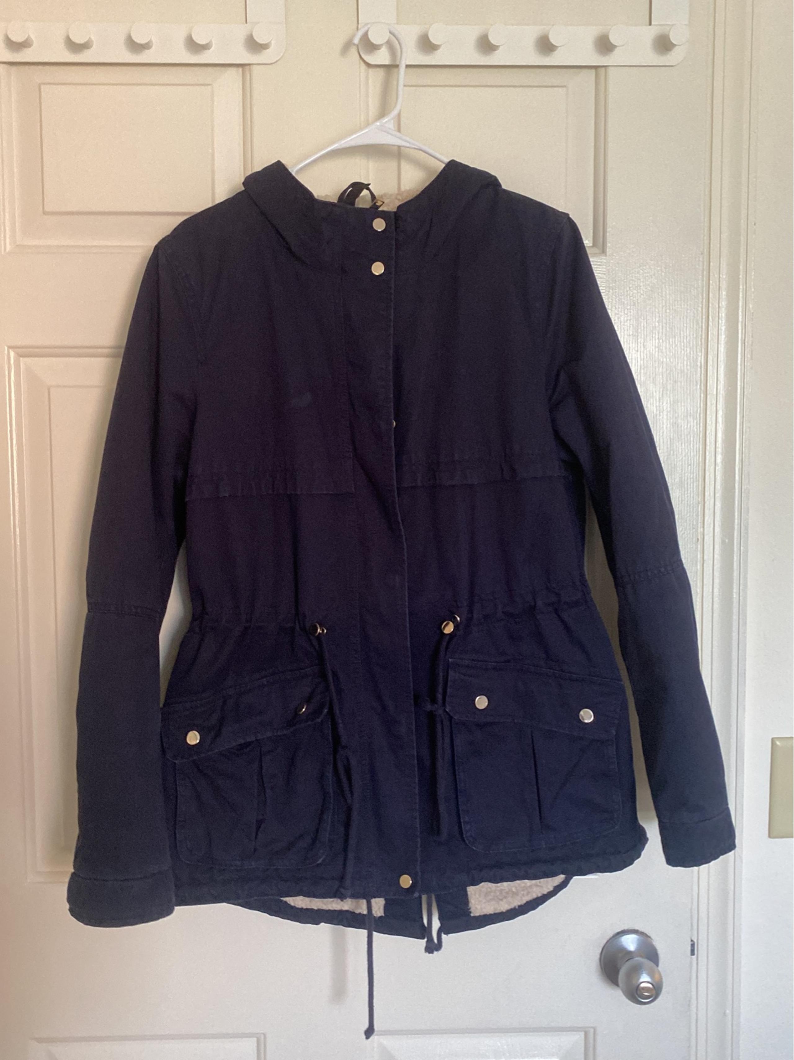 H&M women’s parka jacket navy blue size L