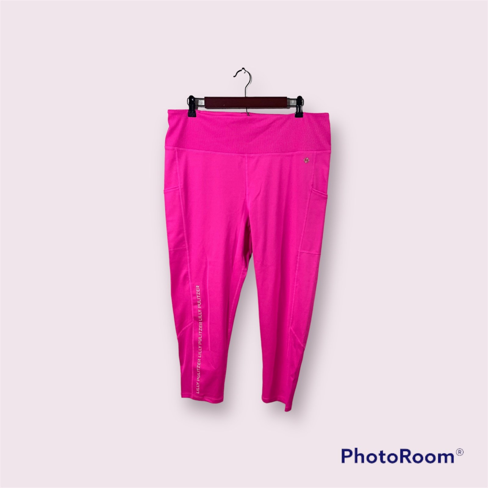 Lilly Pulitzer Weekender High Rise Midi Leggings Bright Pink Sz XXL Luxletic