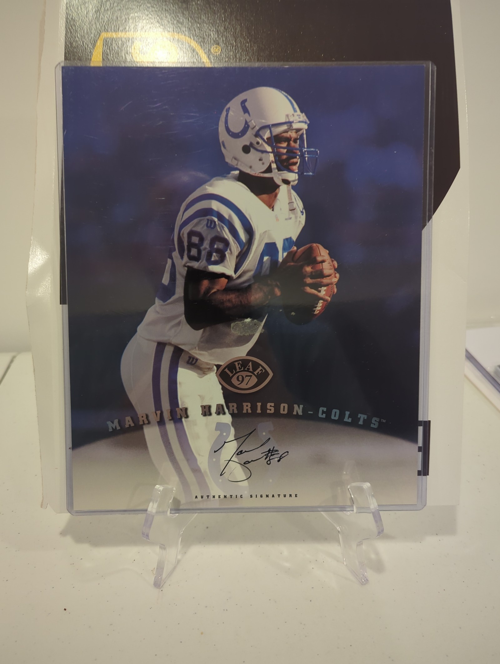 691 - MARVIN HARRISON 1997 Leaf Signature 8x10 AUTO INDIANAPOLIS COLTS