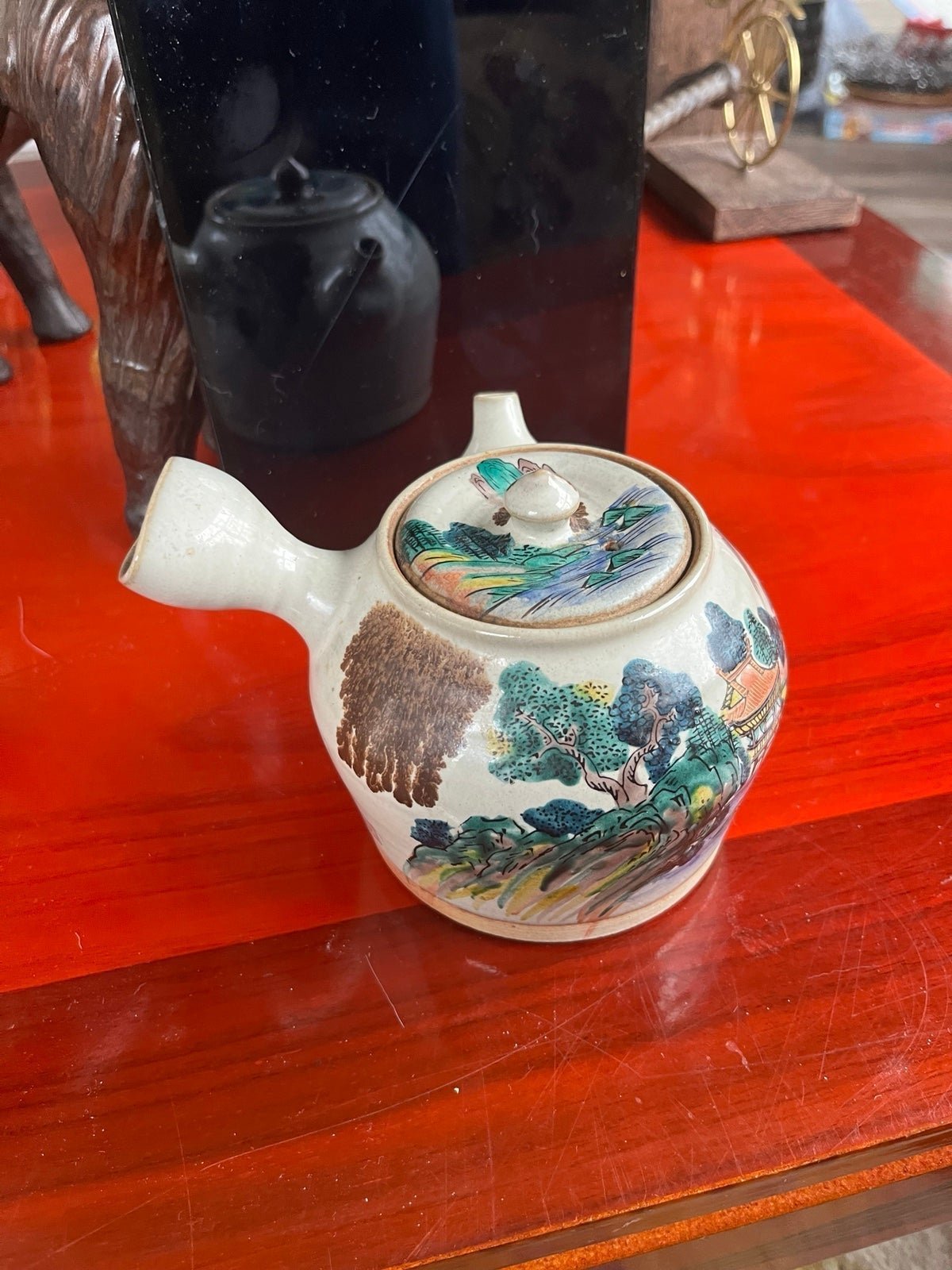 Antique Japanese Ceramic Porcelain Rare Kutani Taisho Ware Teapot