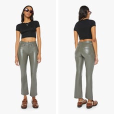 MOTHER The Insider Flood pants Cinder Block gray green faux leather size 28 NEW
