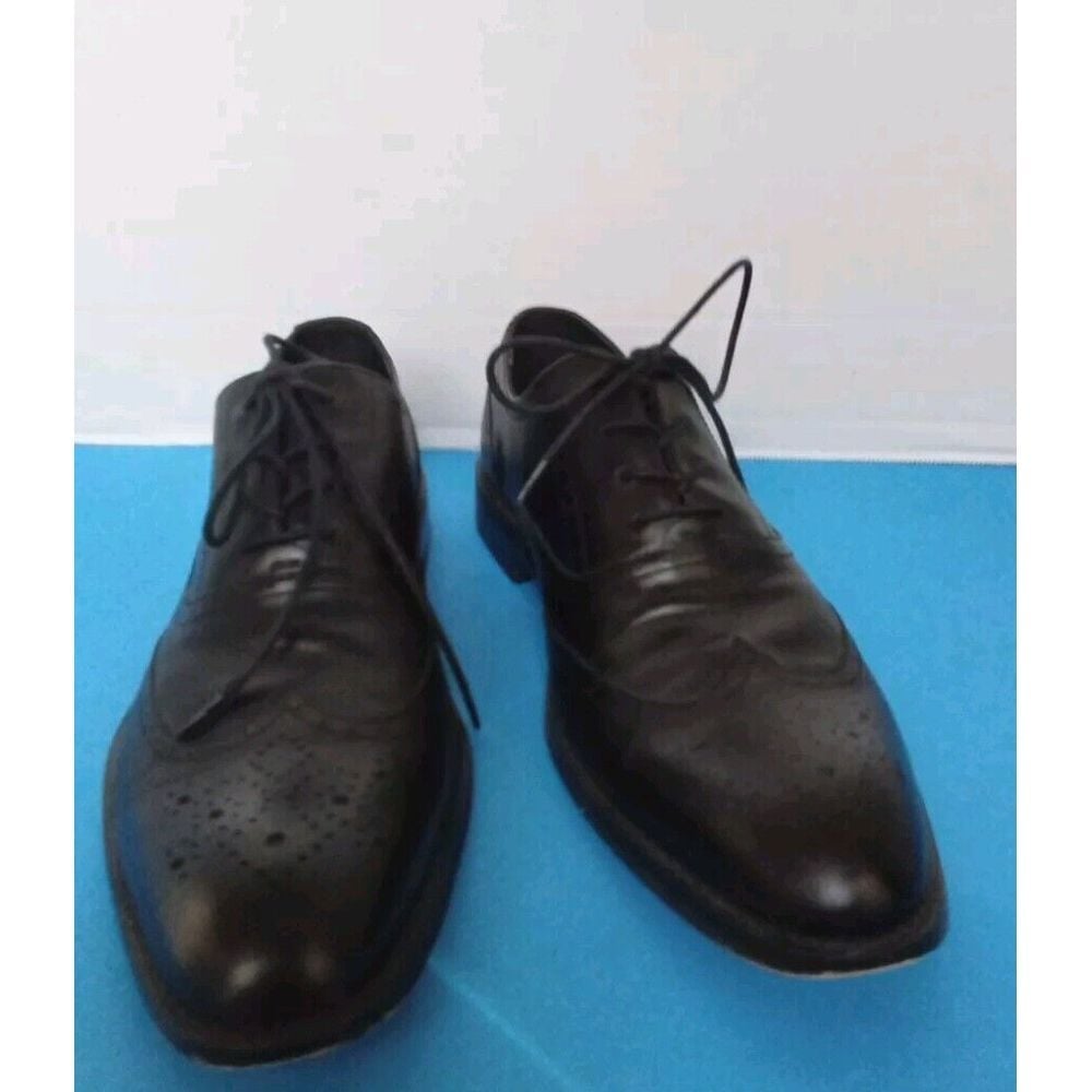 Leather Wingtip Oxford Dress Shoes Lace Up Business Casual Black