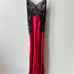 Victoria’s Secret 90s Silk Red Black Lace Vintage Lattice Maxi Gown Slip Dress M
