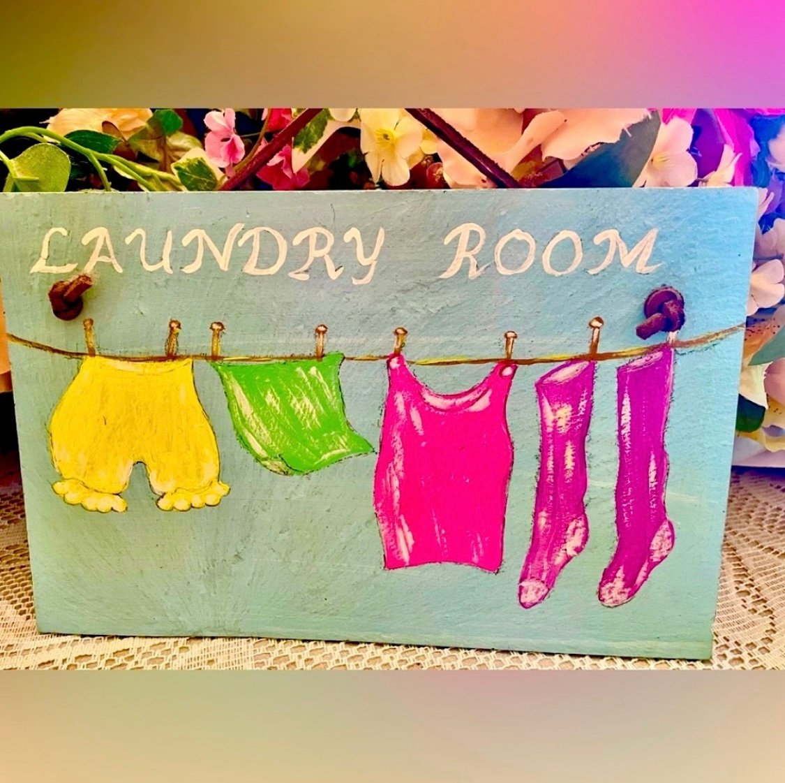 Rare Vintage Slate Laundry Room Plaque