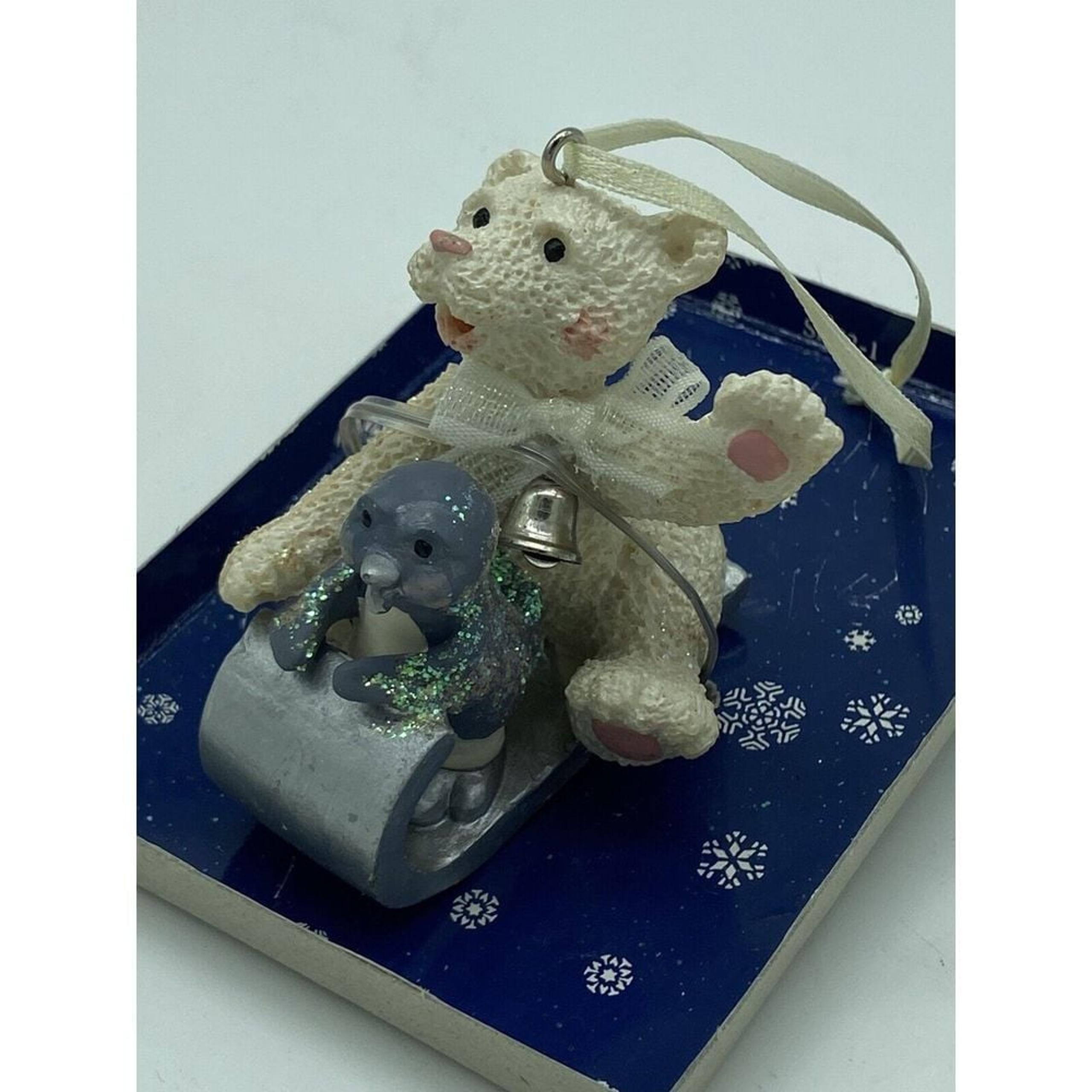 Vintage Snow Bearies Sled Ornament Penguin